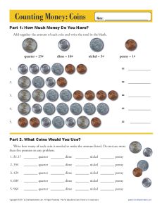 counting money worksheet for second grade