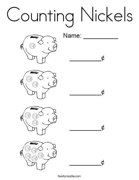 Counting Nickels Coloring Page - Twisty Noodle