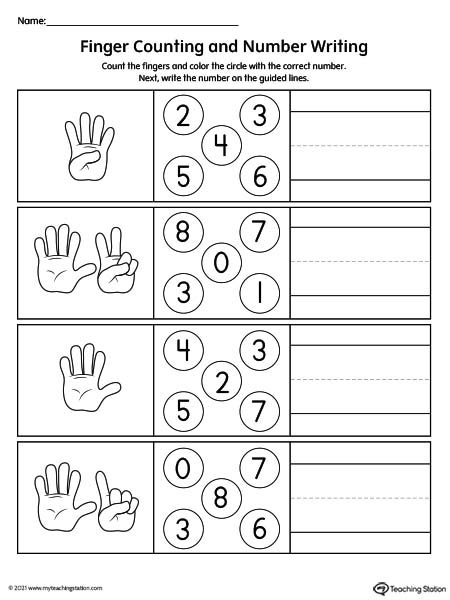 Finger Counting 1-10 and Number Writing Worksheet ...