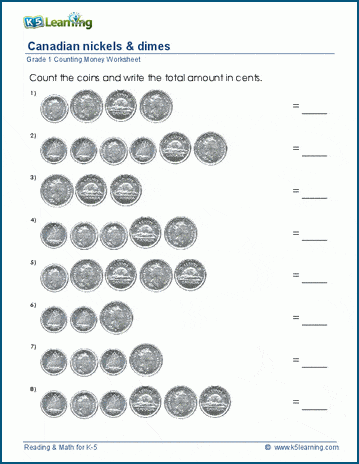 counting pennies nickels and dimes worksheet