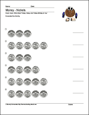 Free Math Worksheets for Counting Pennies and Nickels