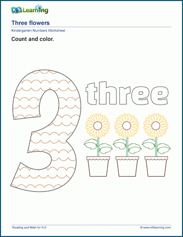 Count and color the number 3 | Worsheets library