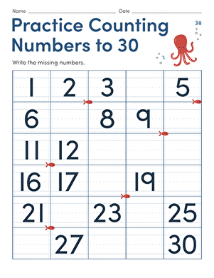 Practice Counting Numbers to 30 | Interactive Worksheet ...