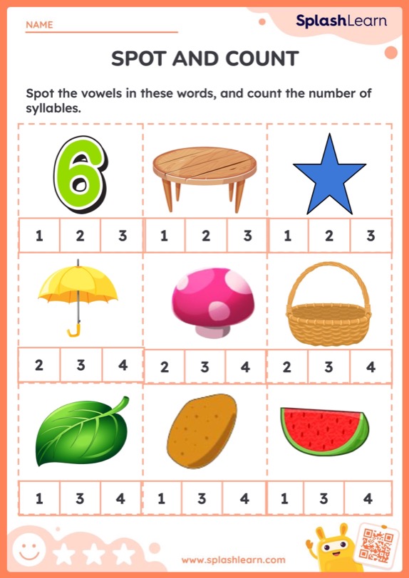 counting syllables worksheet