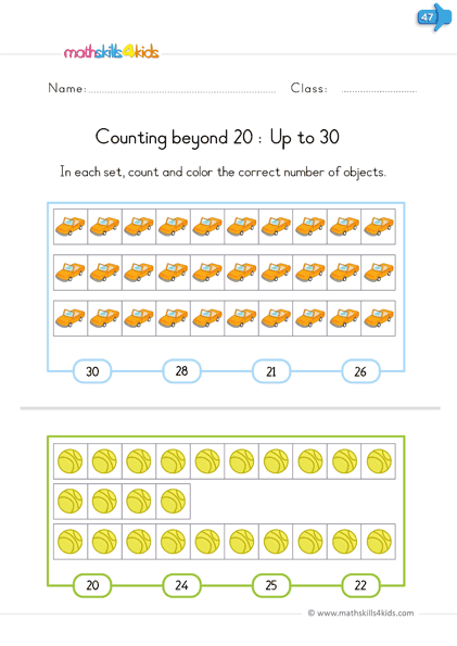 counting to 100 worksheet for kindergarten