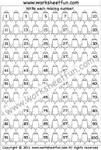 counting to 100 worksheet for kindergarten