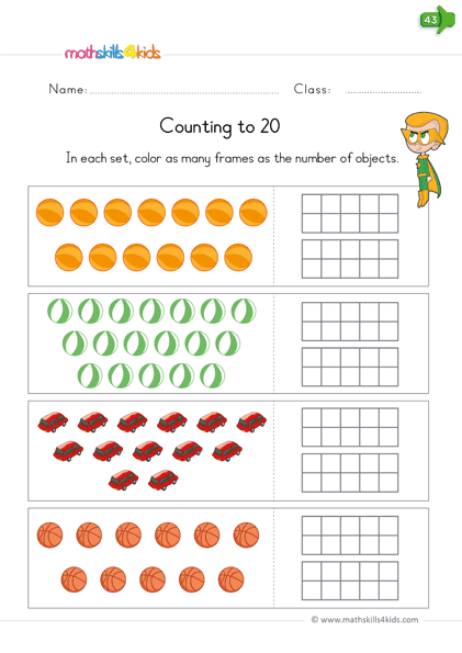 counting worksheet for kindergarten 1 20