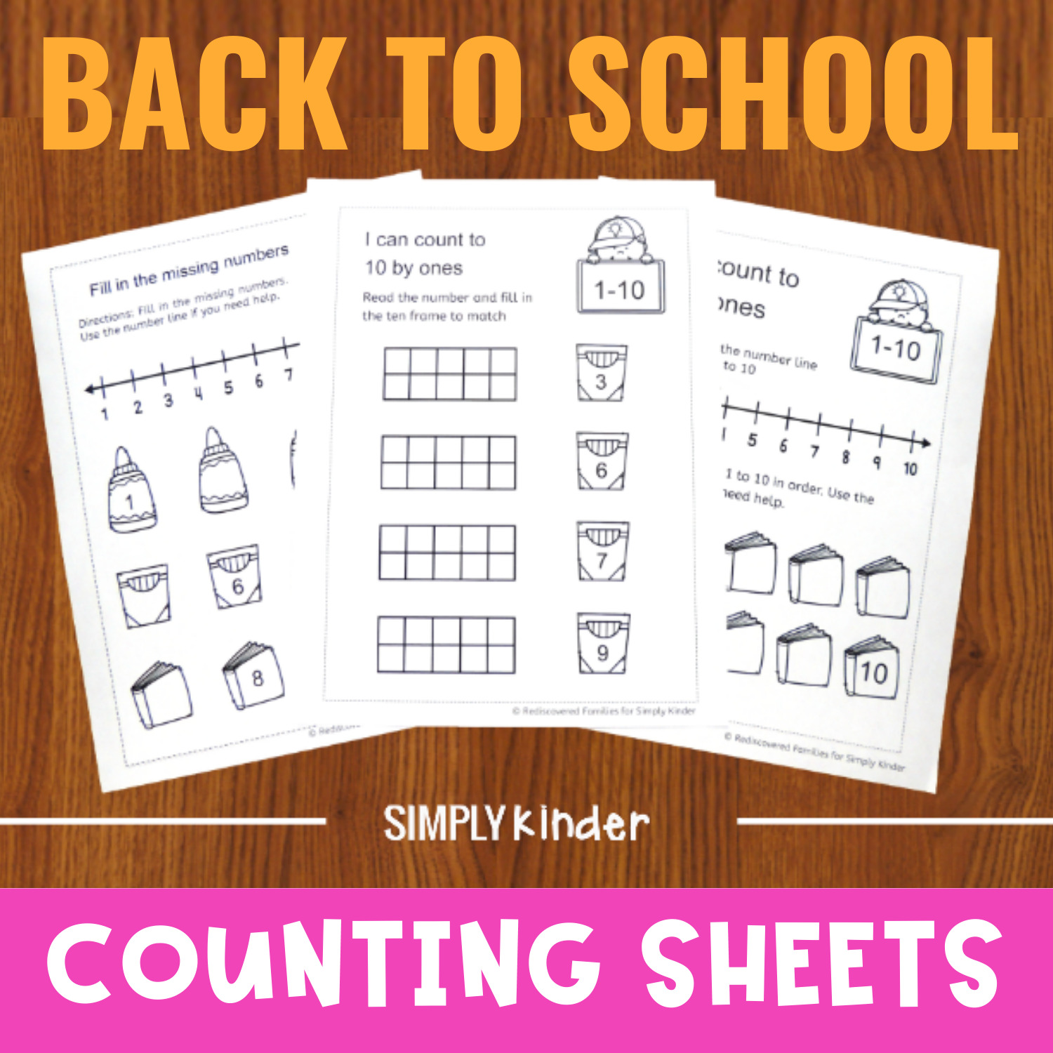 FREE Back To School Counting WorkSheets For Kindergarten - Simply ...