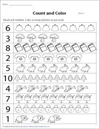 counting worksheet for preschool 1 10