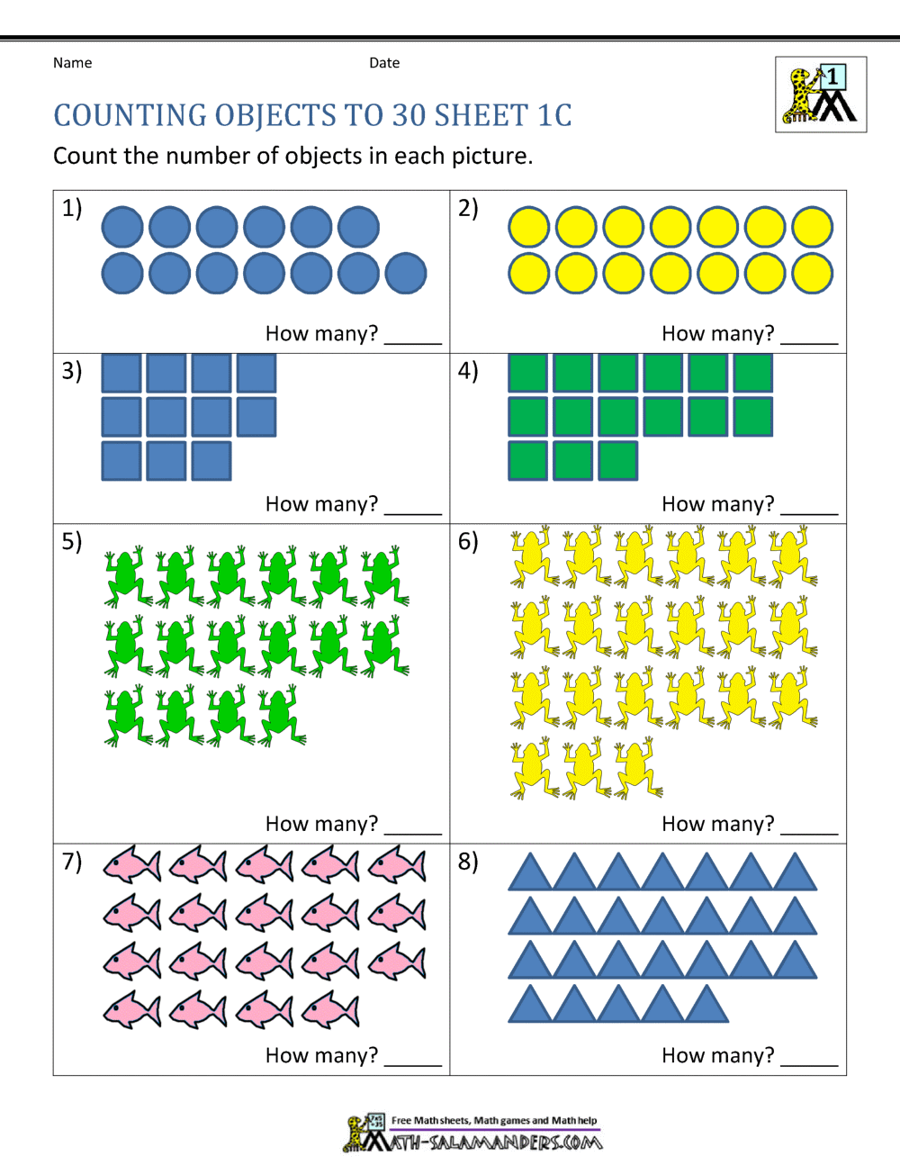 Printable Counting Worksheet - Counting up to 50