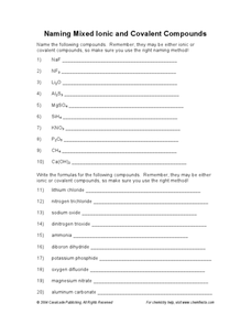 covalent and ionic bonding worksheet