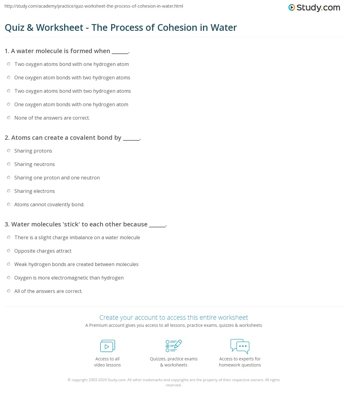 covalent bond worksheet with questions