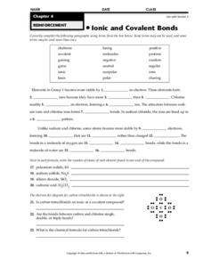 covalent bond worksheet with questions