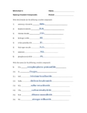 covalent compounds worksheet answers