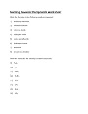 Naming Covalent Compounds Worksheet - Naming Covalent Compounds ...