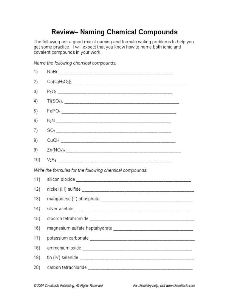 More Nomenclature Practice | PDF | Oxide | Titanium