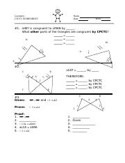CPCTC Worksheet - Geometry CPCTC WORKSHEET Name Date Hour #1: HEY ...
