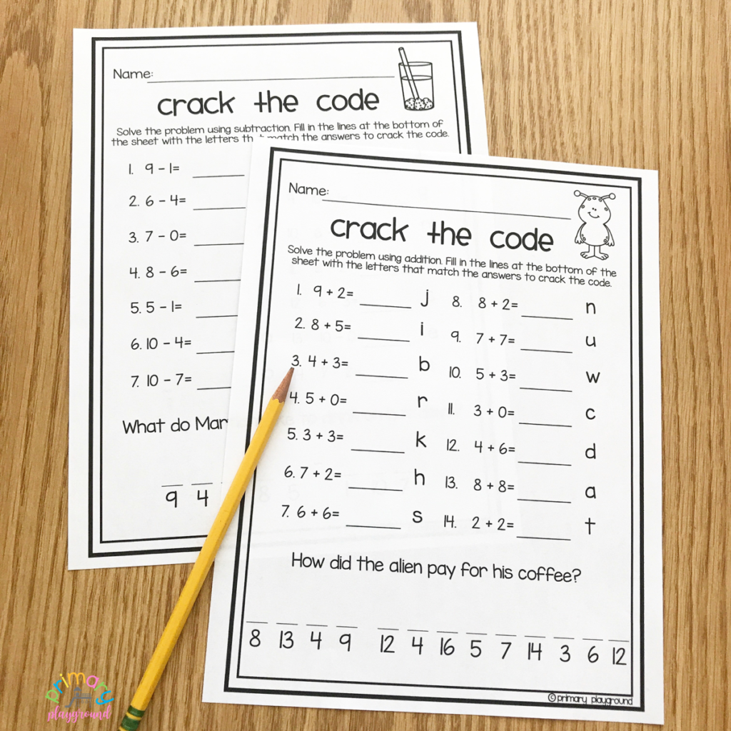 Free Printable Crack the Code Math - Primary Playground