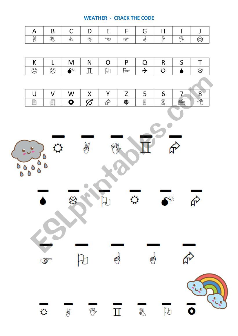 weather, crack the code - ESL worksheet by agnprokopiuk