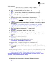 cracking the code of life worksheet answer key