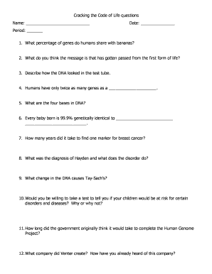 Cracking The Code Of Life Worksheet - Fill and Sign Printable ...