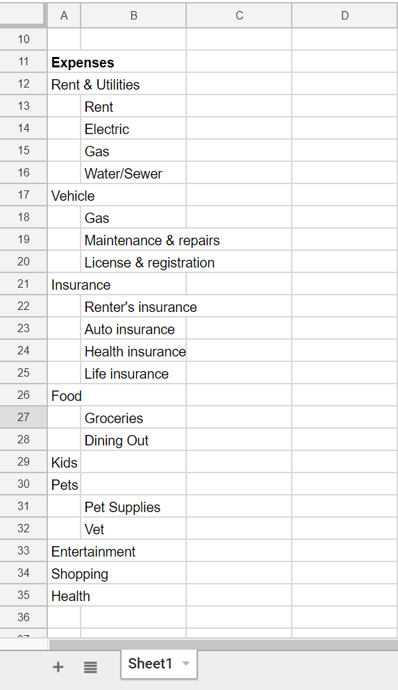 How To Make A Budget In Google Sheets And Microsoft Excel