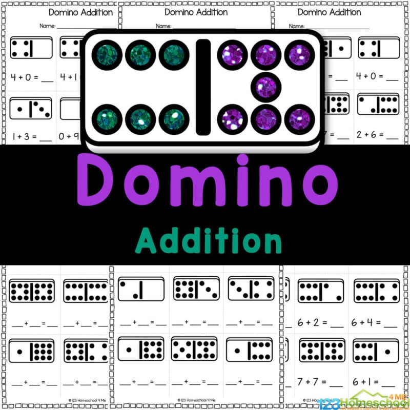 FREE Printable Domino Addition Math Worksheets for Kindergarten
