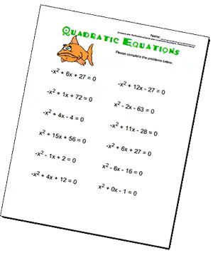 Quadratic Equations Worksheets