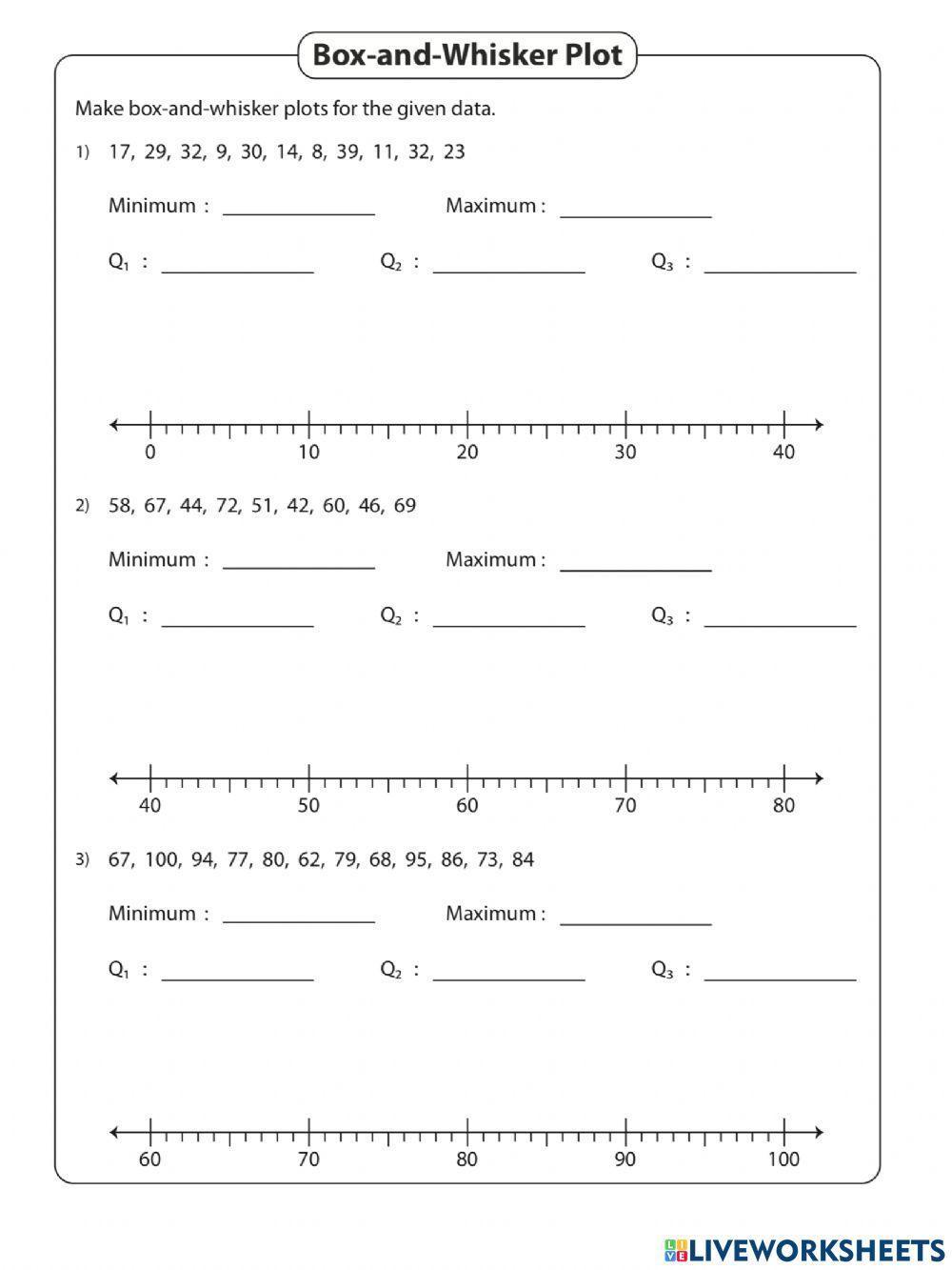 create box and whisker plot worksheet