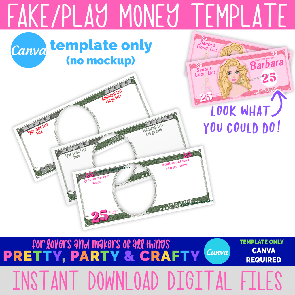 Printable Play Money Template: Make Your Own in Canva - Pretty ...