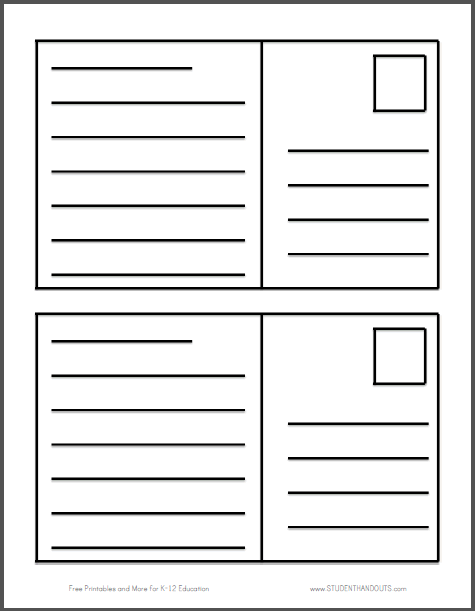 Postcard Writing Template