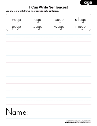 Making AGE Word Family Sentences  