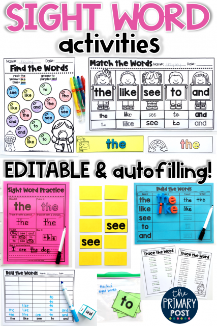 EDITABLE Sight Word Activities - The Primary Post