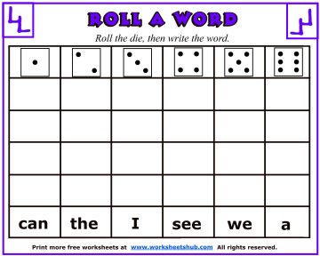 Sight Word Worksheets - Roll A Word