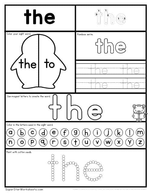 Preschool Sight Word Worksheets -Worksheets Library