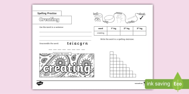 Creating Spelling Practice Worksheet (teacher made) - Twinkl