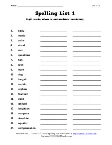 Spelling Worksheets| Free, Spelling Curriculum from K12reader
