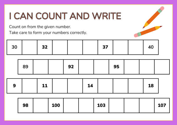 Create a math worksheet from kindergarten