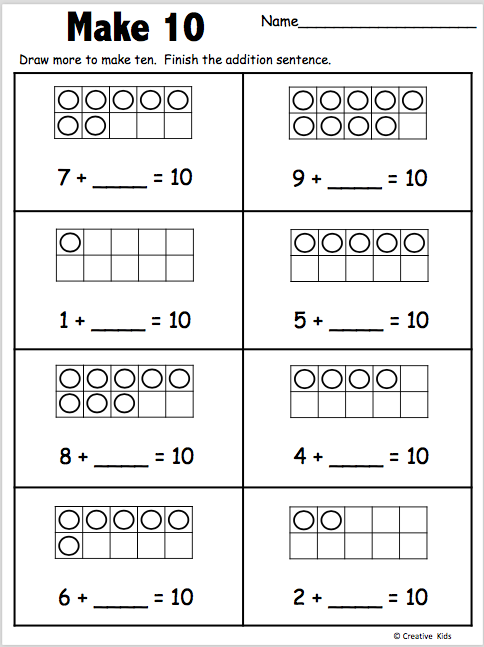 Lets Make 10 Free Kindergarten Worksheet | Made By Teachers