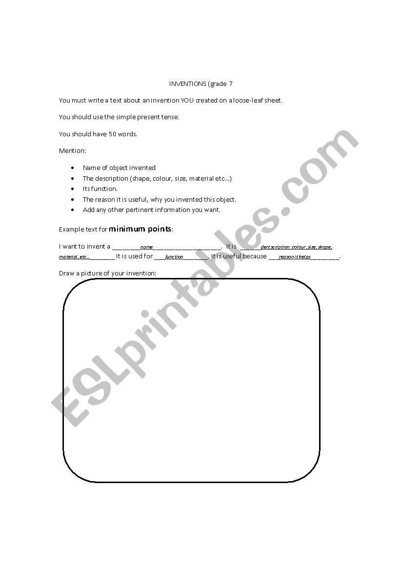 Create Your Own Invention - ESL worksheet by claudinedion