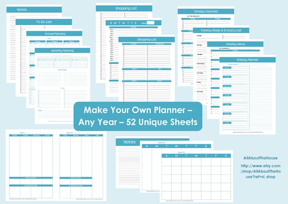 Printable Planner Personalised Diary Planner Agenda Any Year Build ...