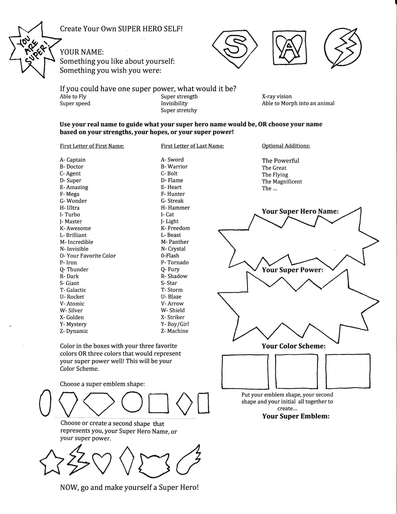 Create Your Super Hero Self! | Arts For Life Arts For Life