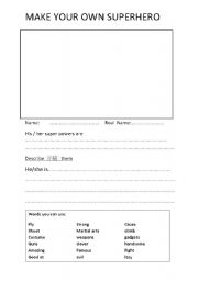 English worksheets: Make your own superhero