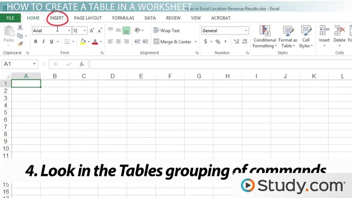 How to Create a Table in an Excel Worksheet Video