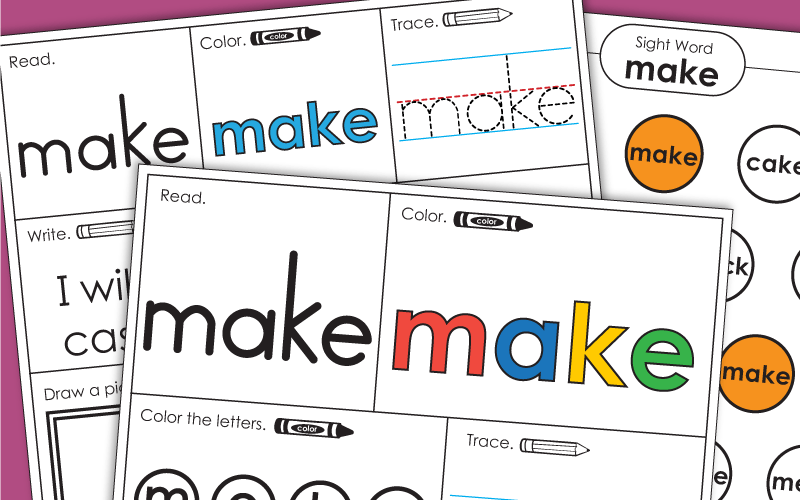 creating kindergarten worksheet sight words