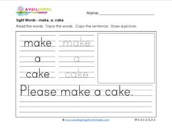 Free Printable Kindergarten Sight Word Worksheets