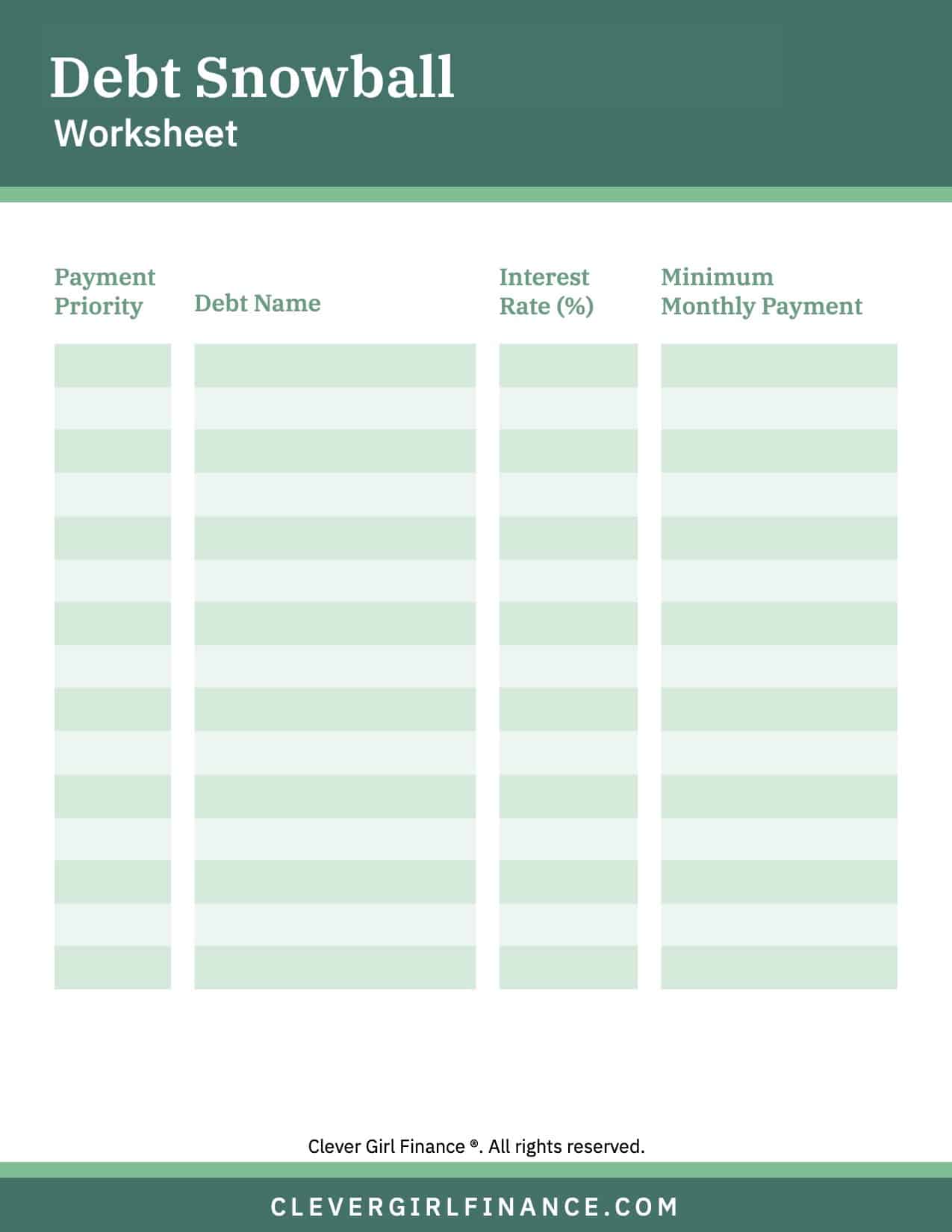credit card debt worksheet