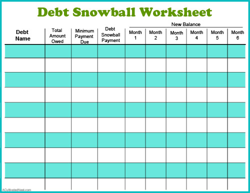 Free Printable Debt Snowball Worksheet- Pay Down Your Debt!