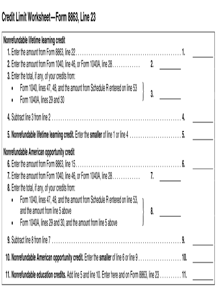 credit limit worksheet 8863