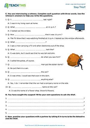 crime and punishment worksheet